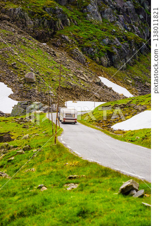 Car with trailer in mountains, Norway Car with trailer in mountains, Norway 138011821
