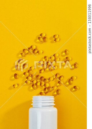 white plastic jar with vitamin D (cholecalciferol) white plastic jar with vitamin D (cholecalciferol) 138011996