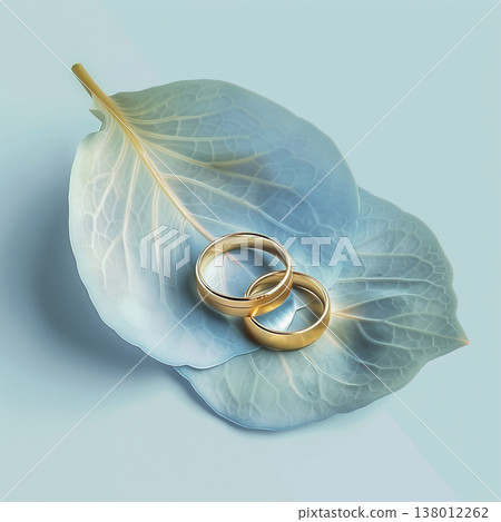 繡球花和結婚戒指的扁平化設計插圖 138012262