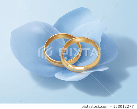 繡球花和結婚戒指的扁平化設計插圖 138012277