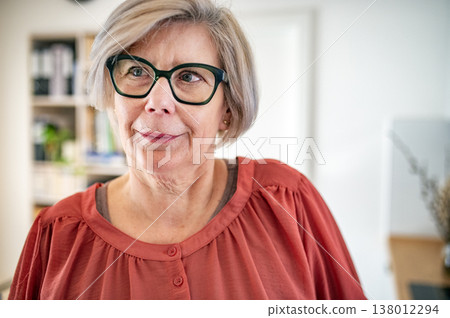 Portrait of elderly woman at home. Portrait of elderly woman at home. 138012294