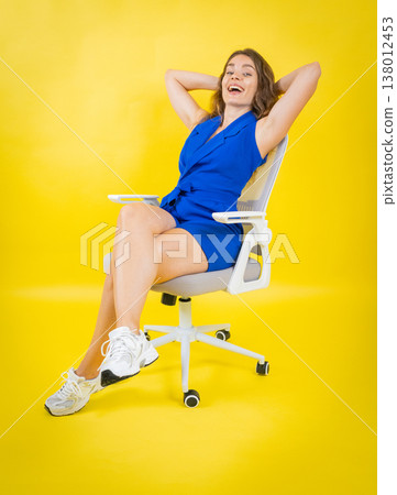 Young woman relaxing laughing a moment of joy Young woman relaxing laughing a moment of joy 138012453