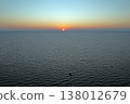 Sunset over Adriatic Sea with small boat near Istria coast 138012679