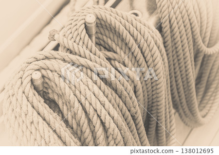 Old fashioned harbor marina sailboat ropes Old fashioned harbor marina sailboat ropes 138012695