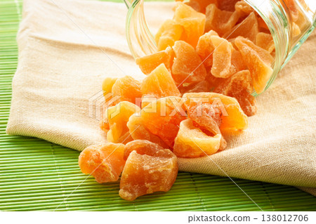 Closeup candied dried ginger on table 138012706