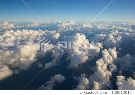 beautiful thick clouds in the sky from the height of the plane 138013013