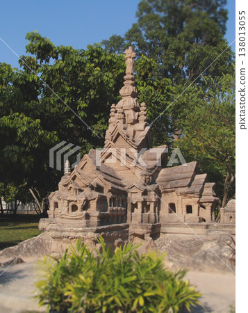 Miniature stone model of the Sanctuary of Truth temple in Mini Siam park Pattaya Thailand Miniature stone model of the Sanctuary of Truth temple in Mini Siam park Pattaya Thailand 138013055