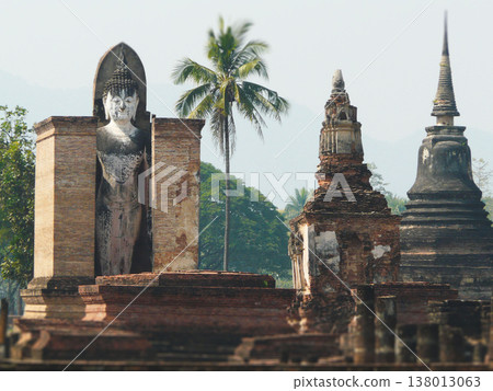 Standing Buddha statue Phra Attharot at Wat Mahathat in Sukhothai Thailand 138013063