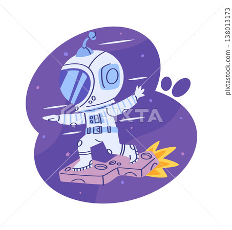 Astronaut Rides Rocky Hoverboard Balance Astronaut Rides Rocky Hoverboard Balance 138013173