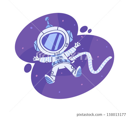 Astronaut Spacesuit Floats Weightless Stars 138013177