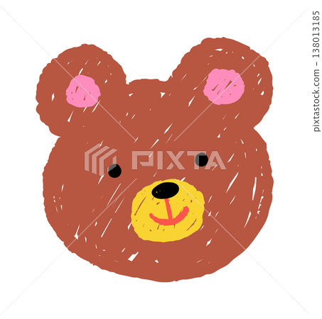 Bear Head Smiling Sketchy Scribble 138013185