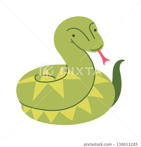 Snake Coiled With Tongue Out Cartoon Snake Coiled With Tongue Out Cartoon 138013285
