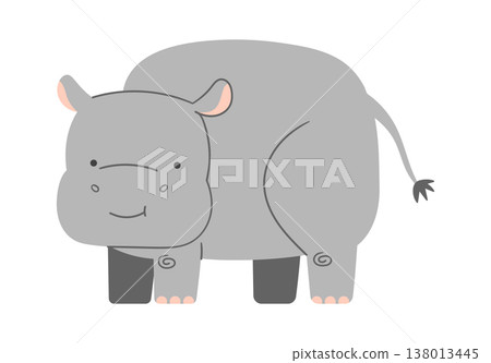 Rhinoceros Standing Side View Cartoon 138013445