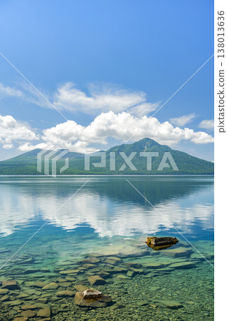 Mount Tarumae, Mount Fuppushi, and Lake Shikotsu under the summer sky - Chitose City 138013636