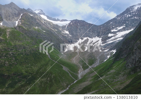 Meltwater streams flowing from a glacier at the Furka Pass Meltwater streams flowing from a glacier at the Furka Pass 138013810