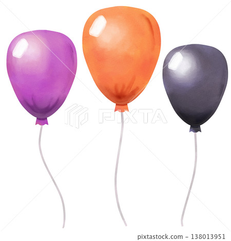 Halloween-colored balloons, stylish watercolor illustration Halloween-colored balloons, stylish watercolor illustration 138013951