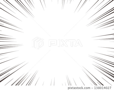 Horizontal rectangular cartoon-style speed lines/effect lines illustration material | Radial speed lines, vector, black and white background Horizontal rectangular cartoon-style speed lines/effect lines illustration material | Radial speed lines, vector, black and white background 138014027