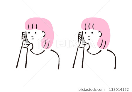 Illustration of a woman making a phone call 138014152