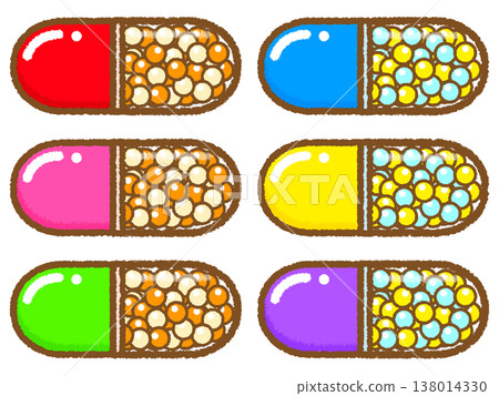 Capsule Medicine Illustration Set 4 138014330