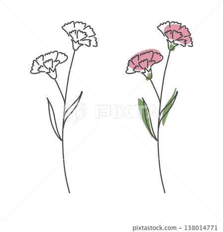 手繪風格康乃馨，粉紅色花朵，母親節禮物 138014771