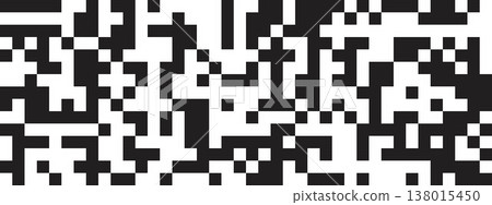 Abstract background with pixels in random chaotic arrangement. Broken surface with square dots texture. Mosaic pattern. Defragmentation, dispersion or scattering process. Vector graphic illustration Abstract background with pixels in random chaotic arrangement. Broken surface with square dots texture. Mosaic pattern. Defragmentation, dispersion or scattering process. Vector graphic illustration 138015450