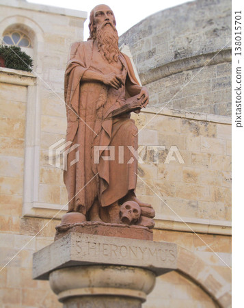 Statues and facade of the Church of Saint Catherine in Bethlehem 138015701