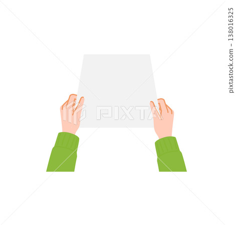 A top-down, overhead illustration of someone handing over documents. 138016325