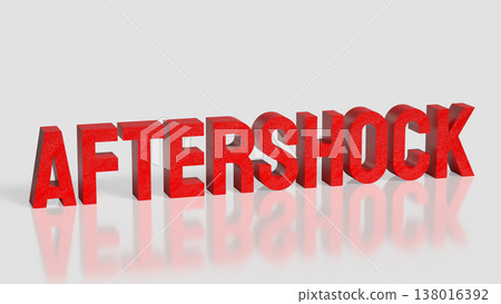 Red Aftershock Text Standing On Clean Background 3d render. Red Aftershock Text Standing On Clean Background 3d render. 138016392