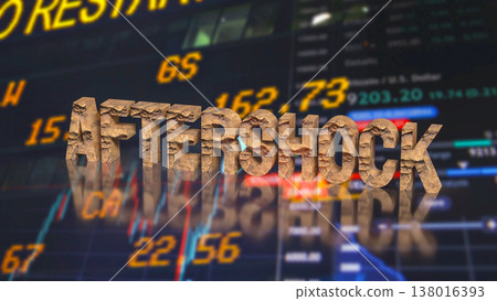 Aftershock Impact On Financial Market Background 3d render. 138016393