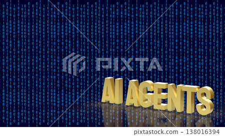AI Agents Concept With Binary Data Digital Technology Background 3d render. 138016394