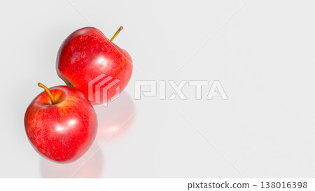 Fresh Red Apples Pair Isolated On Clean Background 3d render. Fresh Red Apples Pair Isolated On Clean Background 3d render. 138016398