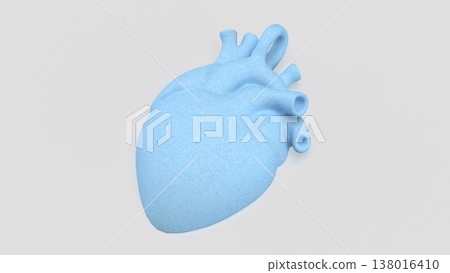 Blue Human Heart Anatomy Medical 3D Illustration 138016410