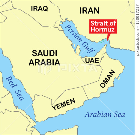 Strait of Hormuz in world map. Strait of Hormuz in world map. 138017217