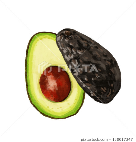 Avocado painted in watercolor Avocado painted in watercolor 138017347