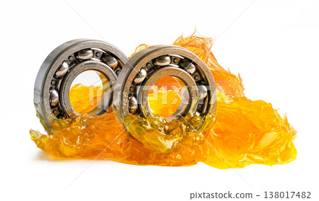 Ball bearing stainless with grease lithium machinery lubrication for automotive and industrial  isolated on white background. 138017482