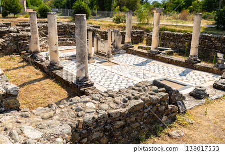 Ruins of ancient Greek Heraclea Lincestis city, near city of Bitola, Macedonia. 138017553