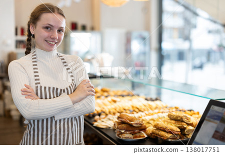 Bakery saleswoman offers to buy tawty baked goods 138017751