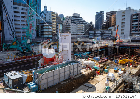 Urban landscape with a large-scale construction site: Ikebukuro, currently undergoing redevelopment, February 2026, d-1 Urban landscape with a large-scale construction site: Ikebukuro, currently undergoing redevelopment, February 2026, d-1 138018164