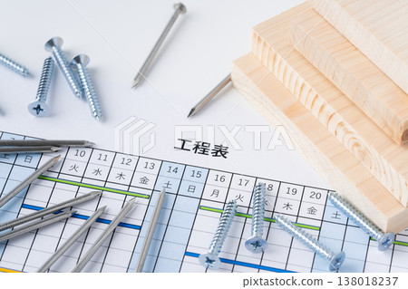 Schedule, boards, round nails, and tapping screws 138018237