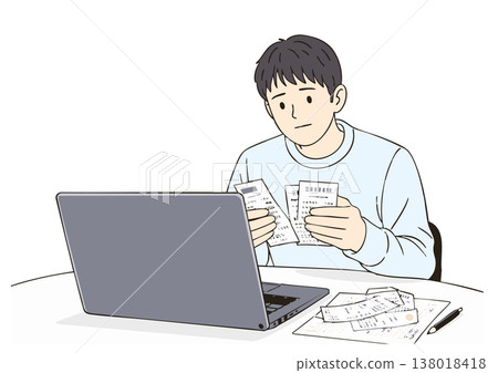 整理收據和發票，以便準備報稅表 138018418