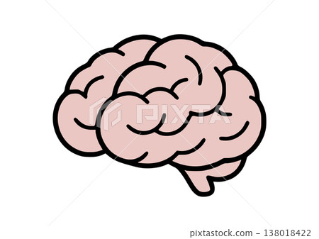 Simple line drawing icon of a brain Simple line drawing icon of a brain 138018422