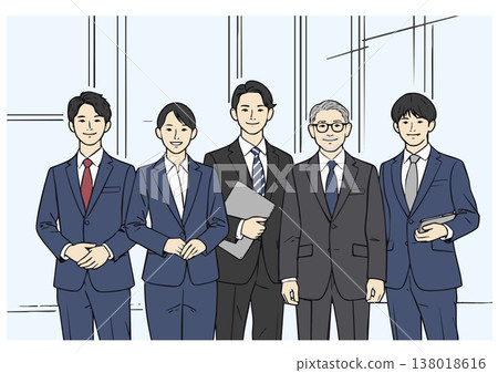 五位商務人士的團隊插圖。 138018616