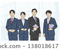 一幅描繪四位商務人士的團隊插圖。 138018617