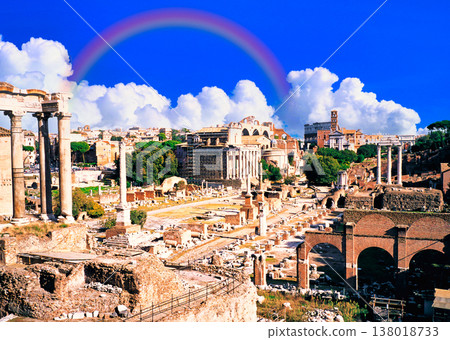 The breathtaking view of the Roman Forum, an ancient Roman ruin. The breathtaking view of the Roman Forum, an ancient Roman ruin. 138018733