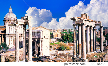 The breathtaking view of the Roman Forum, an ancient Roman ruin. The breathtaking view of the Roman Forum, an ancient Roman ruin. 138018735