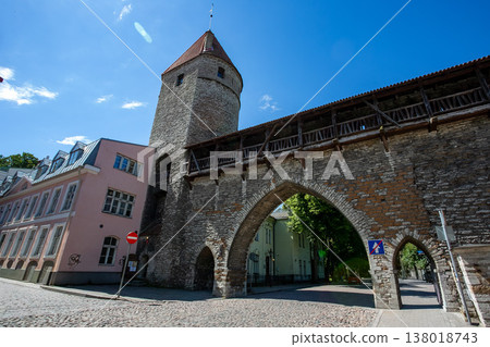 Sur Kurstur Street, Tallinn, Estonia, a World Heritage city surrounded by medieval walls 138018743