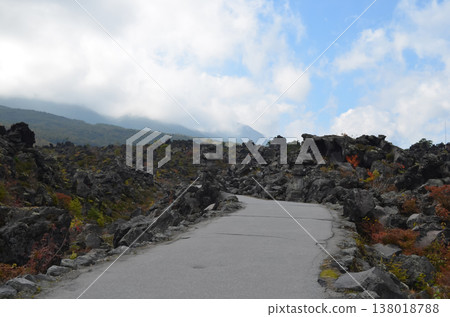 鬼押出公園的景觀,崎嶇的熔岩地形綿延不絕。 鬼押出公園的景觀,崎嶇的熔岩地形綿延不絕。 138018788