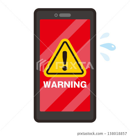 Illustration of a smartphone with a warning icon displayed. Illustration of a smartphone with a warning icon displayed. 138018857