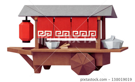 拉麵攤車極簡多邊形插圖 拉麵攤車極簡多邊形插圖 138019019