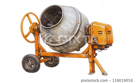 Concrete mixer (construction site, hand-mixed) illustration 138019058